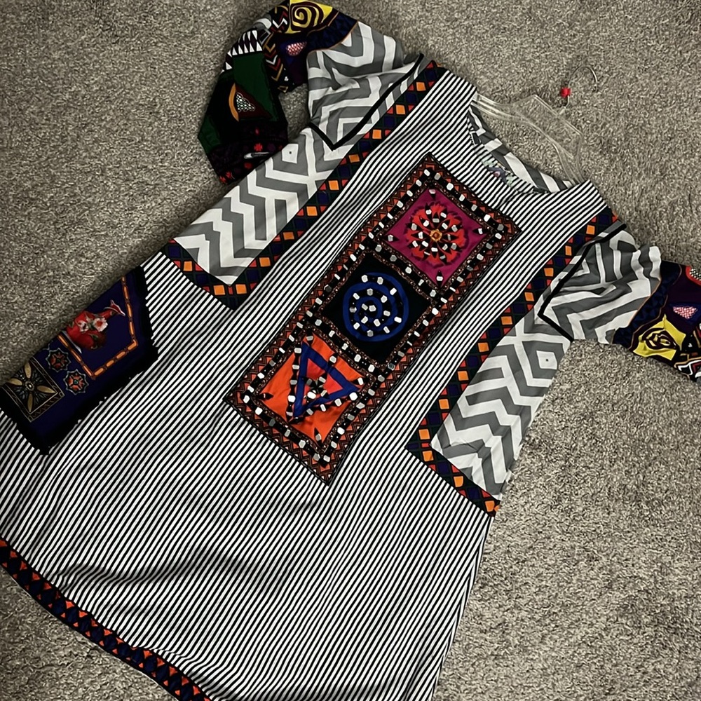 Pakistani shirt with mirror work.
